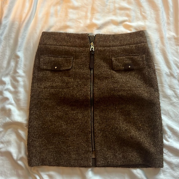 Adrienne Vittadini Dresses & Skirts - Vittadini Brown & tan wool skirt with leather detail